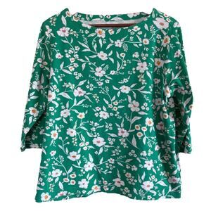 Croft & Barrow Women’s Floral 3/4 Sleeve Boat Neck Cotton Blouse Green Size XL